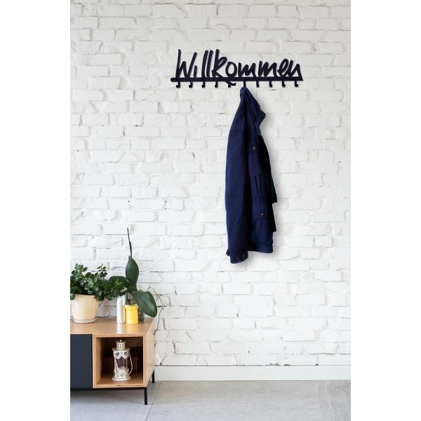 Wieszak ścienny Willkommen czarny - Intesi